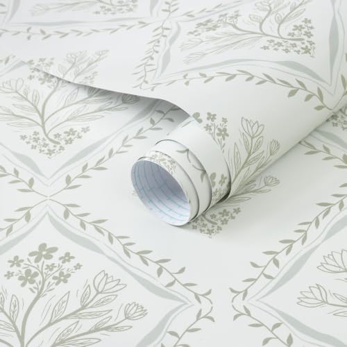 Kitico Peel and Stick Retro Bohemian Wallpaper Light Beige Contact Paper Flower by Kitico