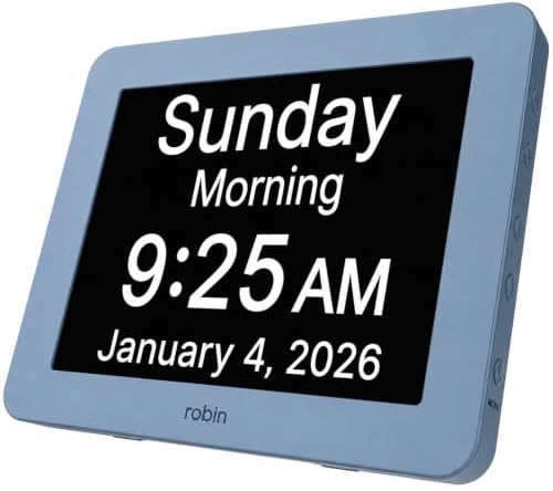 Robin Day Clock 2026 for Seniors, Easy-to-Read Display for Elderly, Day Date by Robin