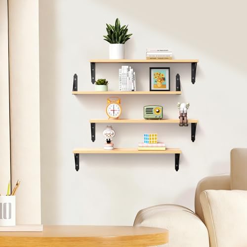 ROMGUAR CRAFT Wood Wall Floating Shelves Set of 4, 23.6" x 6" - Image 5