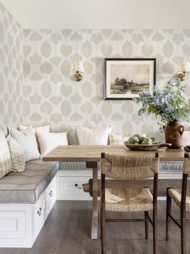 Dimoon Modern Peel and Stick Wallpaper Beige Leaf Contact Paper Botanical - Image 4