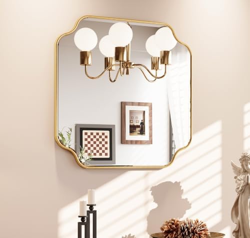 Kelly Miller 28"x28" Gold Foil Scalloped Decorative Wall Mirror by KellyMiller