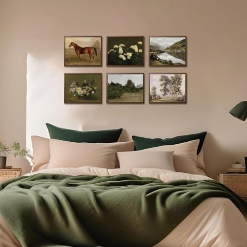 Mynotix Vintage Poster Set of 6, Rustic Eclectic Wall Art, Horse Floral Wall - Image 2