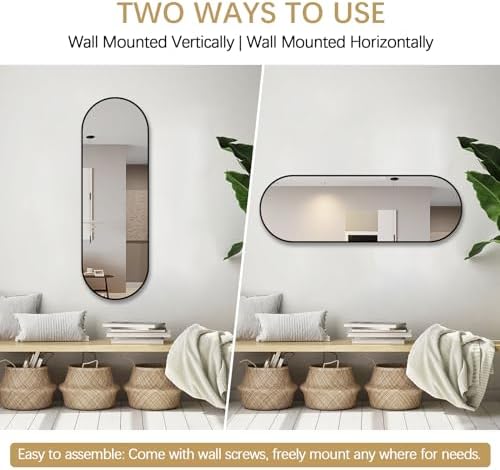 Niccy Oval Full Length Mirrors, Long Wall-Mounted Mirror - Image 5