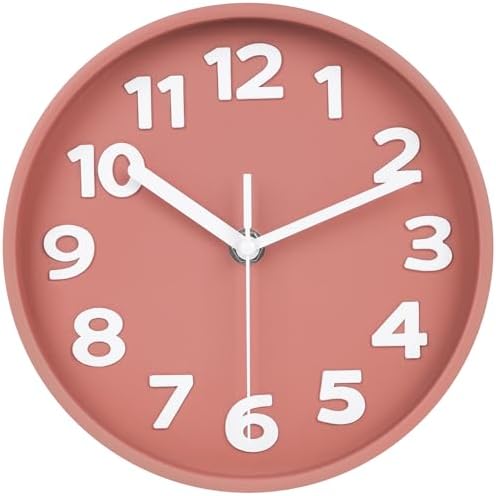 8-Inch Pink Modern Wall Clock – Silent Non-Ticking, 3D Large Numbers, Accurate - Image 5