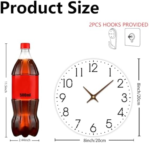 8 Inch Wall Clock Battery Operated, Silent Analog Clocks - Image 3