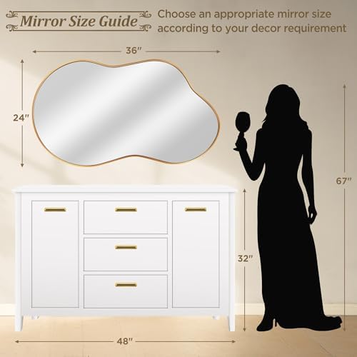 Bathroom Mirror for Over Sink-Gold Home Decor Wall Mirror 24"x 36" Single - Image 4