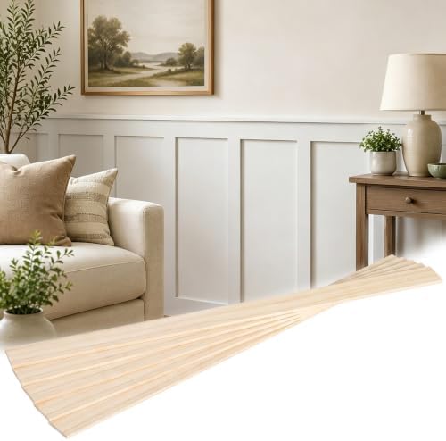 Paulownia Wood Wall Panel Board Batten Panel Kit 7.87 ft x 4.4 ft by Memorywuu
