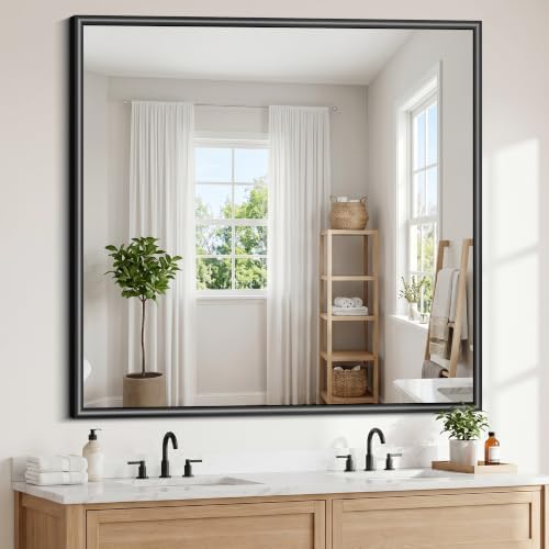 FORBATH Bathroom Mirror for Over Sink, 48x48 Inch Black Wall Mirror by FORBATH