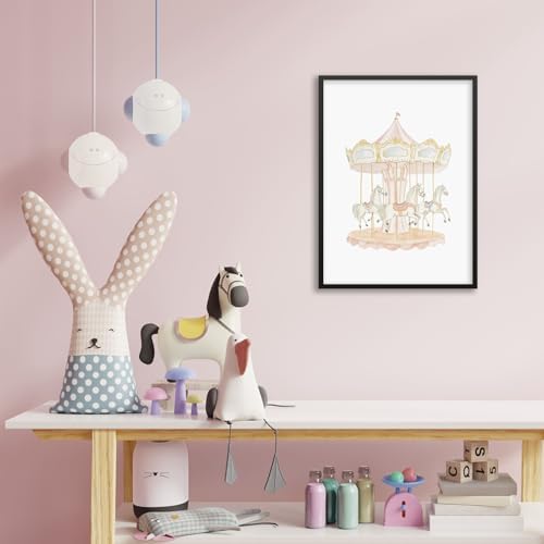 Pink Watercolor Carousel Wall Art Fashion Cute Kids Canvas Poster 12x16 inch - Image 6