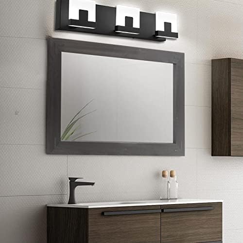 YOSHOOT Rustic Wooden Framed Wall Mirror, Natural Wood Bathroom Vanity Mirror - Image 2