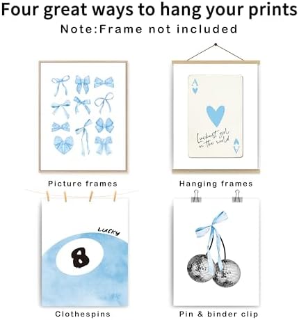 okaxscm Blue Coquette Trendy Preppy Wall Art Prints Set of 4, Coquette Room - Image 2