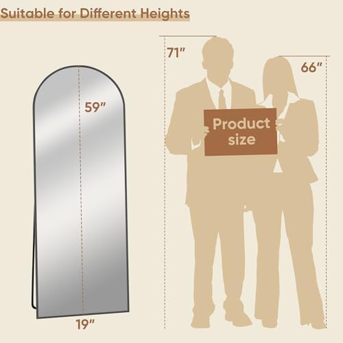 59"x19" Arched Full Length Mirror, Standing Floor Mirror - Image 3