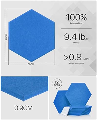 Self-adhesive Sound Proof Panels Hexagon Wall Panels 12''X10''X0.4'', Sound - Image 5