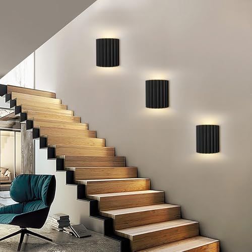 Indoor Hardwired Up and Down Black Wall Sconce Set of 2 Modern LED 3000K - Image 4