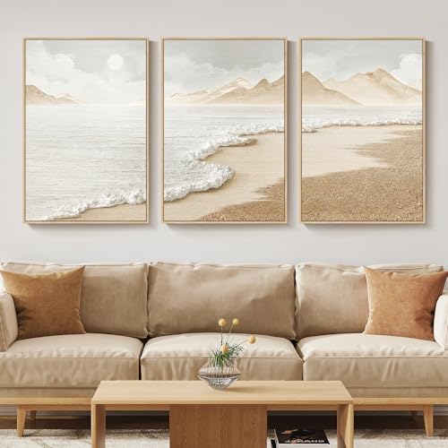 Large Framed Boho Abstract Beach Wall Art by Cuspin