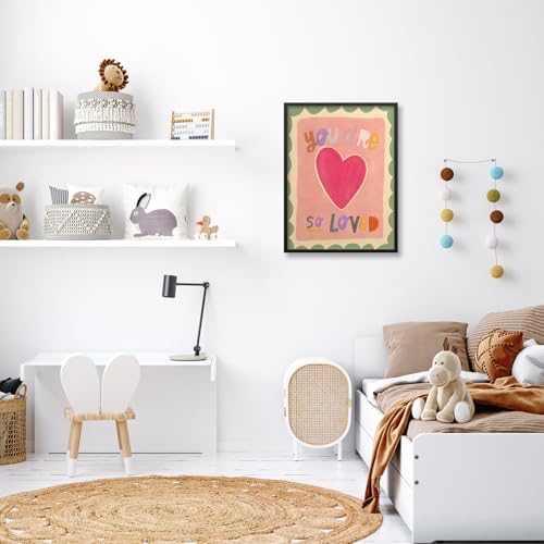 Watercolour You Are So Loved Wall Art Cute Pink Hand Drawn Heart Canvas Poster - Image 4