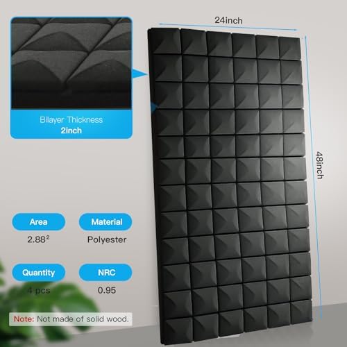 4 PCS Acoustic Panels, High Density Fire Resistant & Noise Absorbing - Image 5
