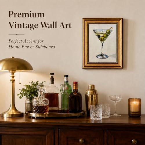 Gold Framed Wall Art, Vintage Martini Glass - Image 2