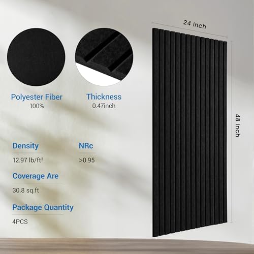 4 Pack 48x24 inch Acoustic Wall Panels-Black - Image 3