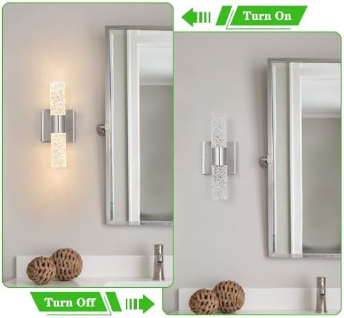 Brushed Nickel Wall Sconces Set of 2, LED Bathroom Vanity Light Fixtures - Image 4