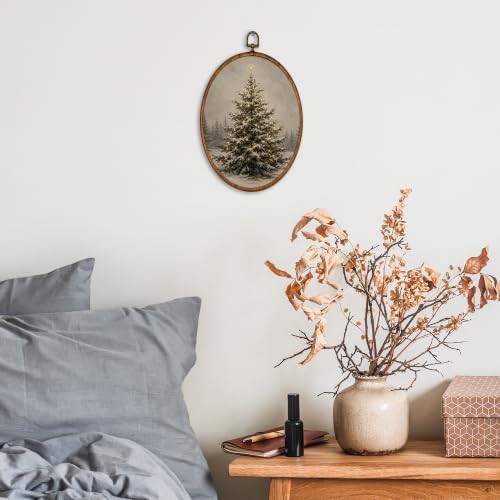 KSDUT Vintage Christmas Tree Fir Tree Oval Wall Art 8.6"x11.4" - Image 2