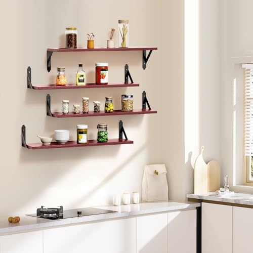 ROMGUAR CRAFT Wood Wall Floating Shelves Set of 4, 23.6" x 6" - Image 2