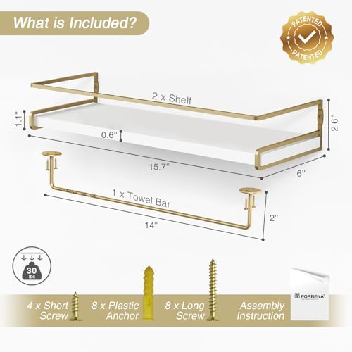 Forbena Floating Bathroom Shelves Wall Mounted - Image 3