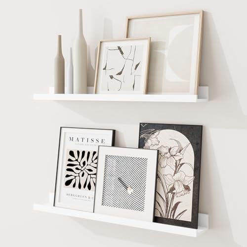 RICHFOCUS Picture Ledge Shelf, 24 inch Floating Shelves Set of 2, Wood Wall by RICHFOCUS