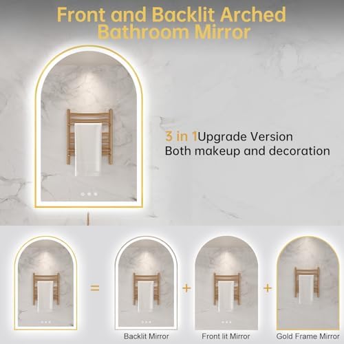 24"x36" Arched LED Lighted Bathroom Mirror - Image 5