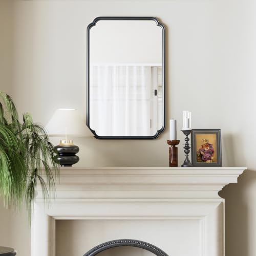 Ferytange 22x34 Inch Black Bathroom Mirror, Metal Framed Wall Mirror - Image 4