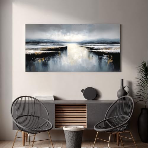 I@U Modern Landscape Wall Art Prints Abstract Black And Gold Wall Art Modern - Image 4