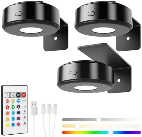 3 Pcs Picture Lights, Rechargeable Battery Operated Dimmable 3-Color Wall Light by Unknown