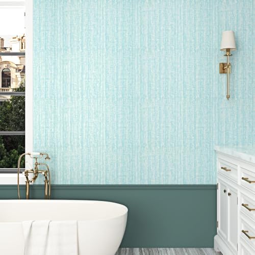 Grasscloth Peel and Stick Wallpaper Blue Textured Contact Paper - Image 3