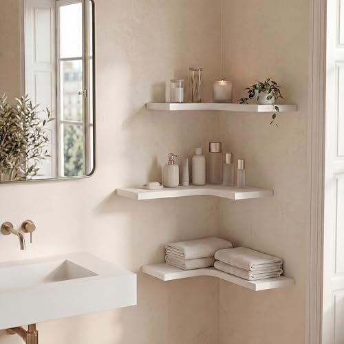 Corner Floating Shelves for Wall Mounted L-Shaped Wood Corner Wall Shelf - Image 7