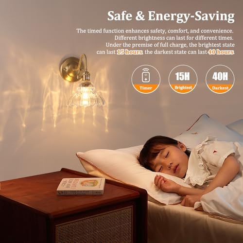 Shenmoyl Battery Operated Wall Sconce Set of 2, Vintage Rechargeable Wall Lights - Image 5
