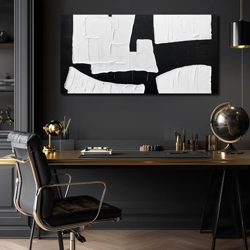 Abstract Painting Wall Art Black and White Canvas Wall Decor - Image 4