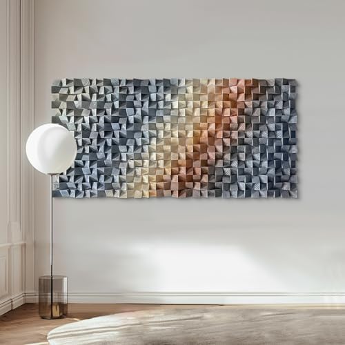 LIUZEYUE Textured Wall Sculpture, Pine Blockwork - Image 6