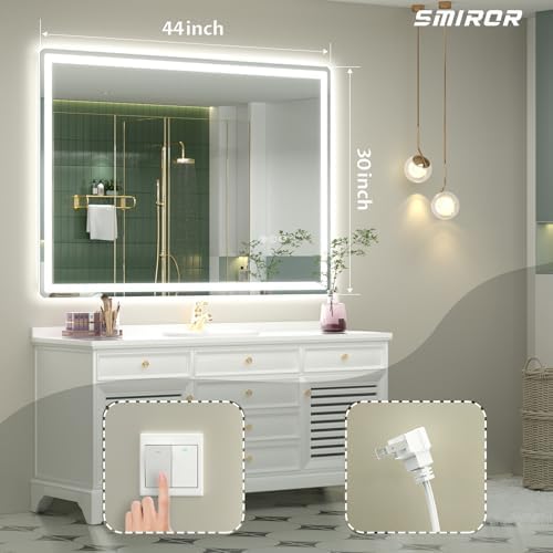 SMIROR 44x30 LED Lighted Bathroom Vanity Mirror - Image 2
