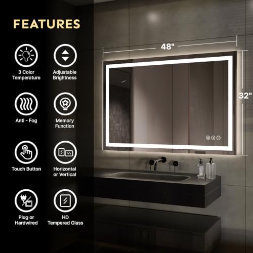 Kosmonia 32x48 Inch LED Bathroom Mirror - Image 2