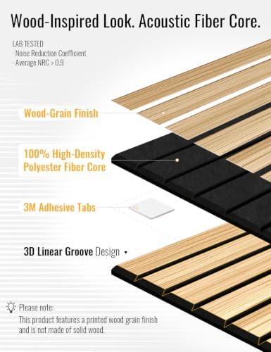 Wood Grain Acoustic Panels, 3D Grooved Sound Absorbing Wall Panels, - Image 3