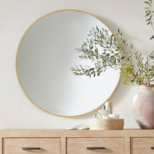 CULER Round Gold Bathroom 24 Inch Mirror, Circle Wall Modern Mirror - Image 2