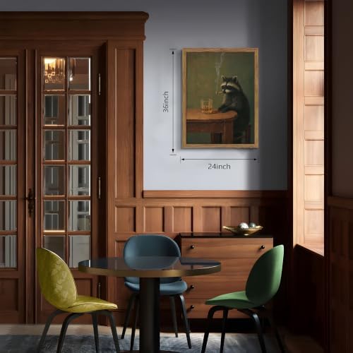 Framed Vintage Raccoon Wall Art, Moody Raccoon Canvas Prints, Funny Dark - Image 4