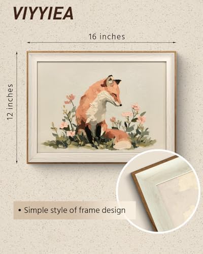 VIYYIEA Framed Red Fox in Pink Flower Canvas Wall Art - Image 2