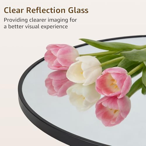 DUMOS 24 Inch Round Wall Mirror, Bathroom Mirrors - Image 3