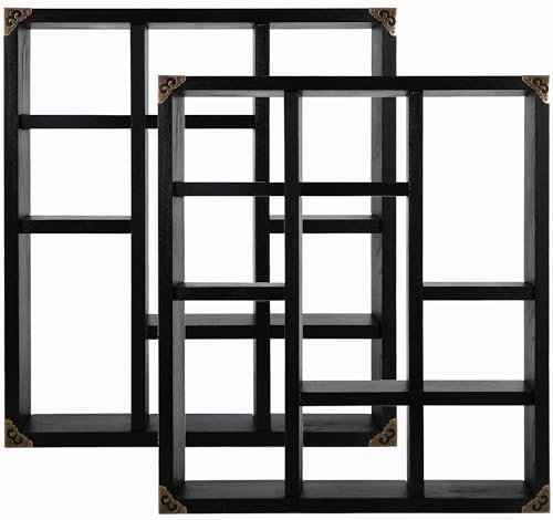 17.7x15.7-Inch Shadow Box Shelf 9-Slot Rustic Floating Shelves Larger Wall by MITREL