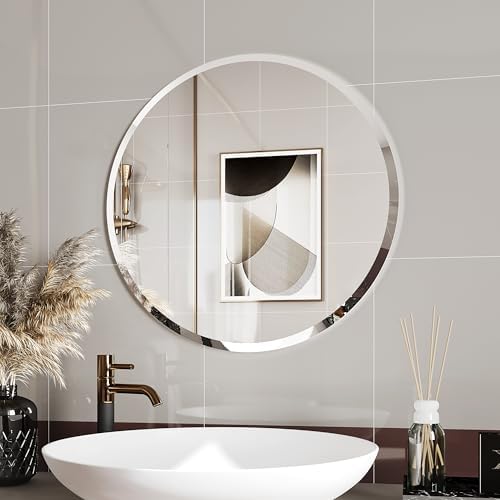 Protylctaster Circle Mirror 24 inch, Round Bathroom Mirror, Frameless Mirrors by protylctaster