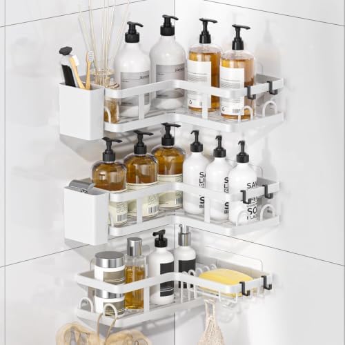 3 Pack Corner Shower Shelves, Rustproof Shower Organizer Caddy by PUPILLEMONJEWELRY