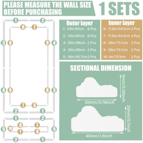 Pangda 1 Set Peel and Stick Wall Molding Kit Panel - Image 2