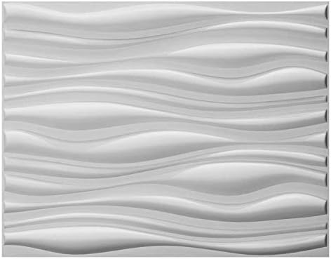 Art3d Decorative 3D Wall Panels Big Wave Deisgn, 31.5"x24.6" Matt White by Art3d