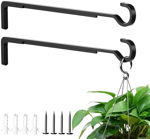 14 Inch Plant Hooks for Wall, Plant Hangers Outdoor/Indoor, Hold 35lb, 2 Pack by saffruff